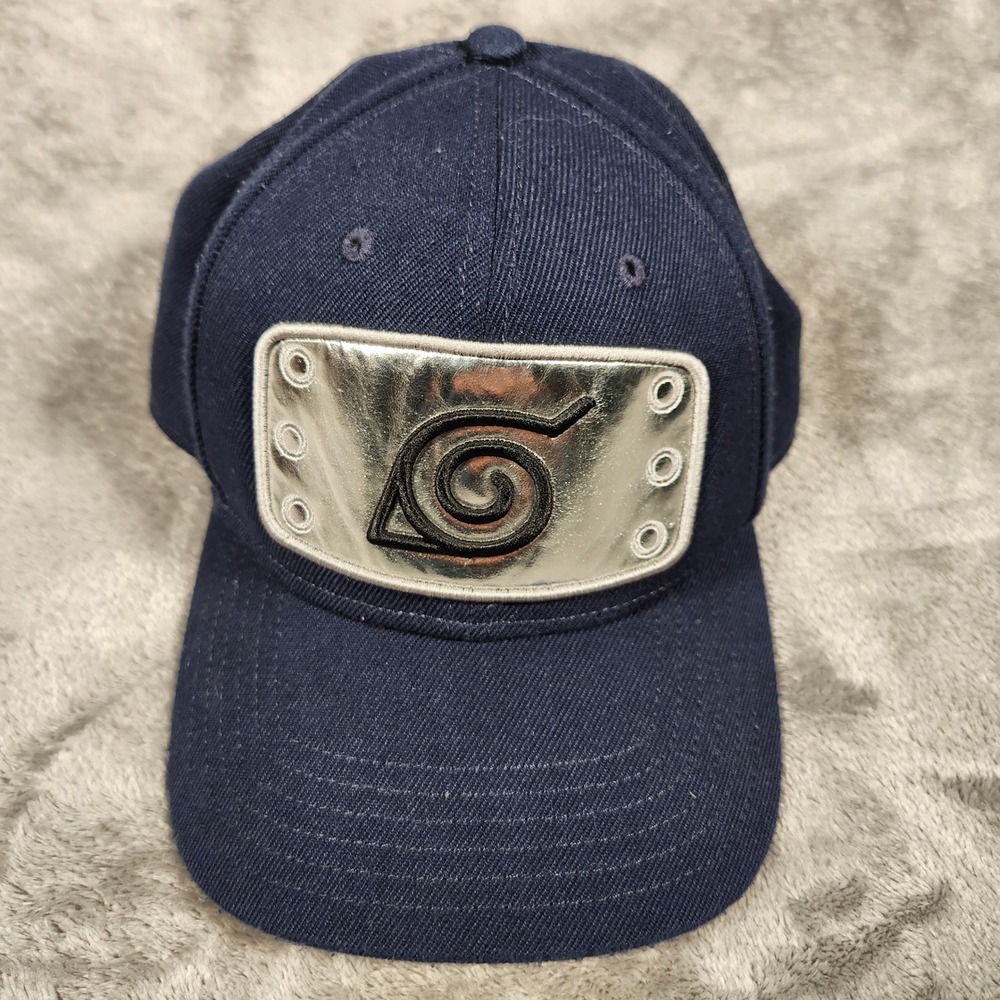 Naruto Shippuden Snapback Hat Mens OSFM‎ Navy Blue Excellent Hidden Leaf Village